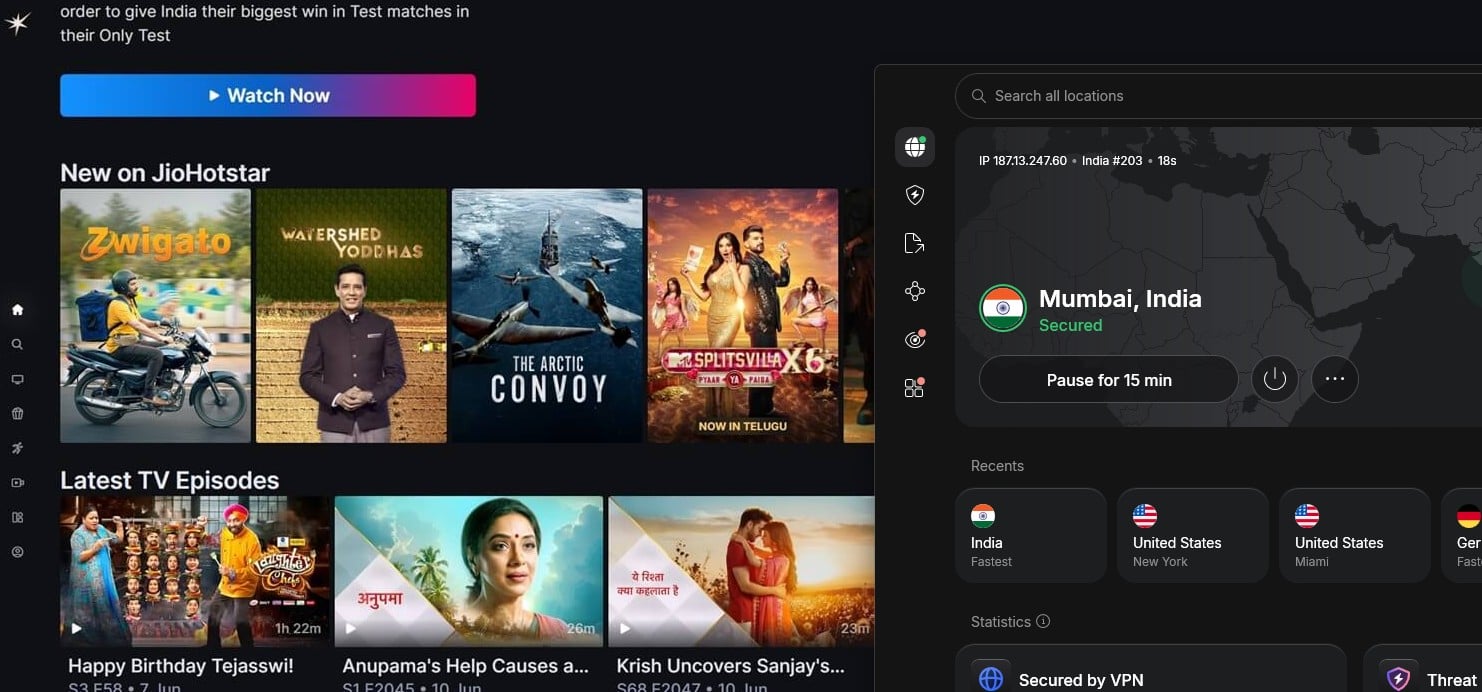 Nordvpn Jiohotstar