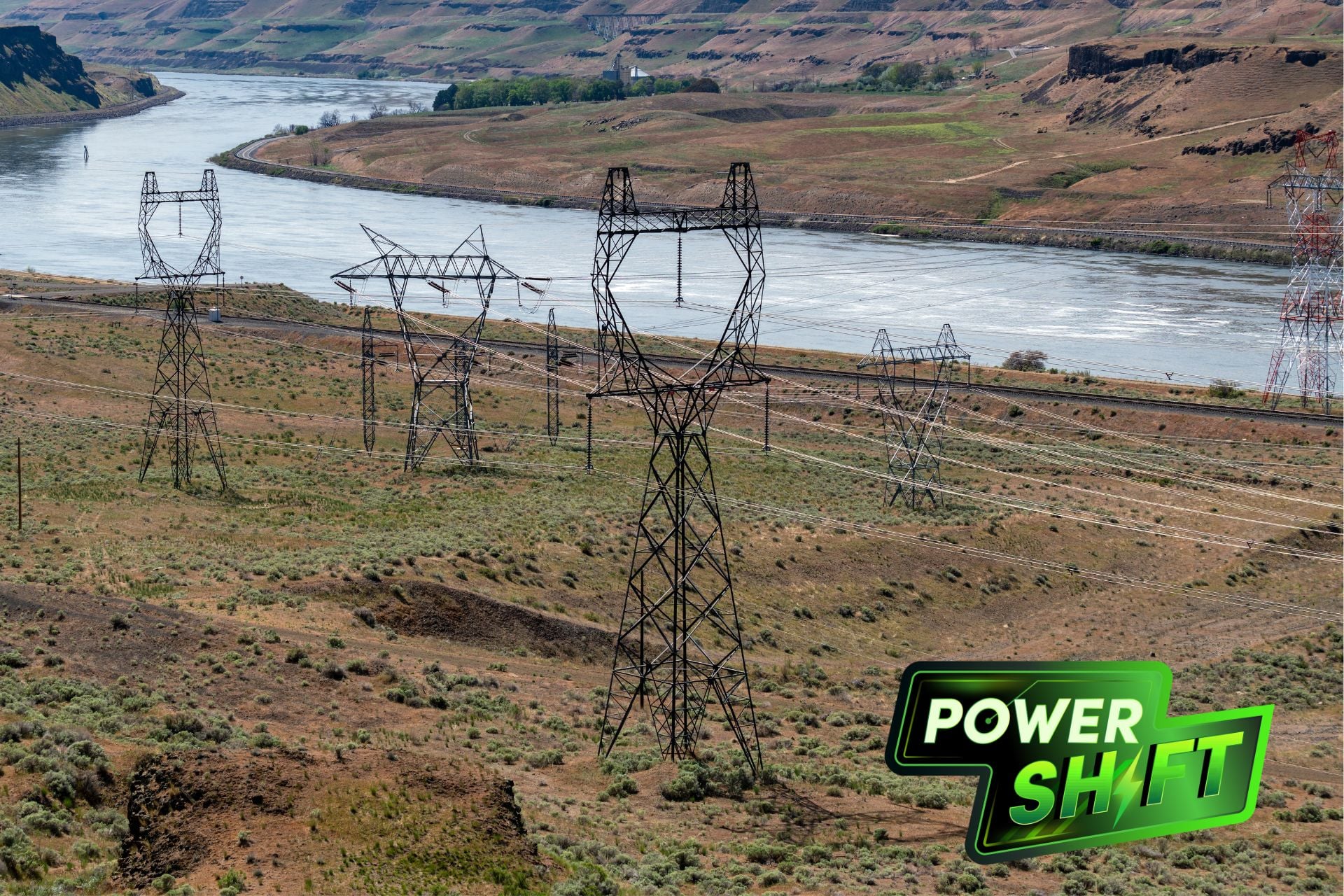 Transmission lines near the Snake River in Washington.