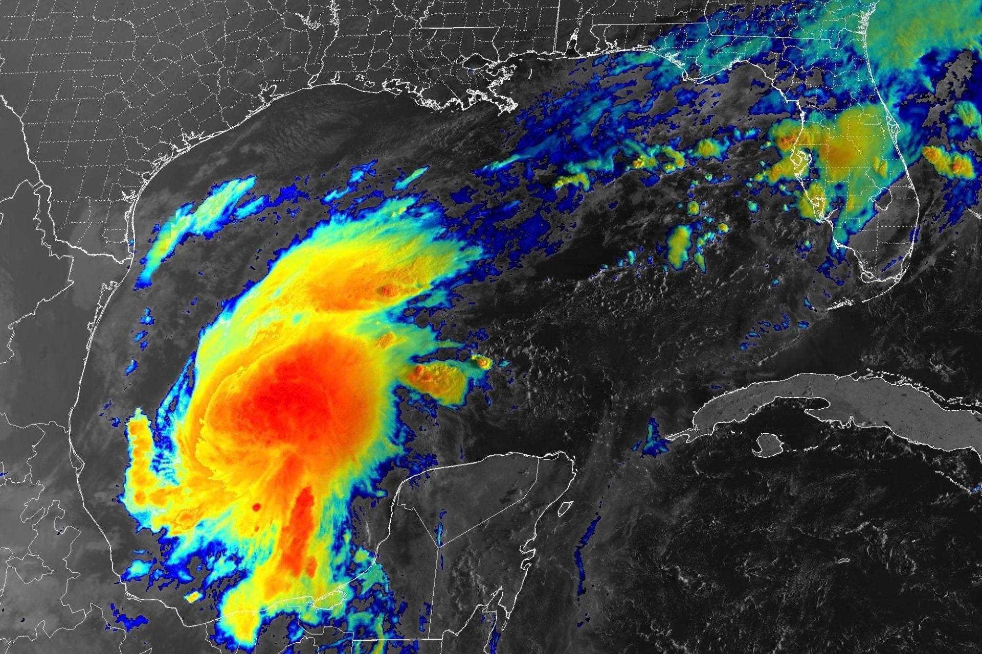 A satellite view of Tropical Storm Isaias in the Gulf of Mexico, captured on October 7, 2026.