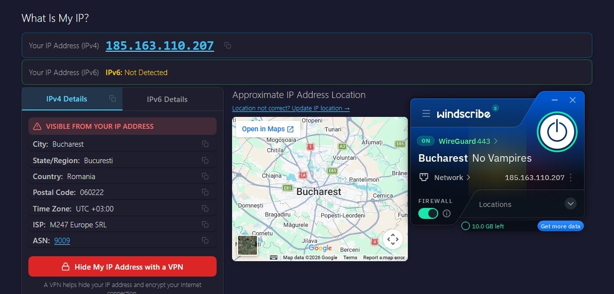 Windscribe Romania Ip