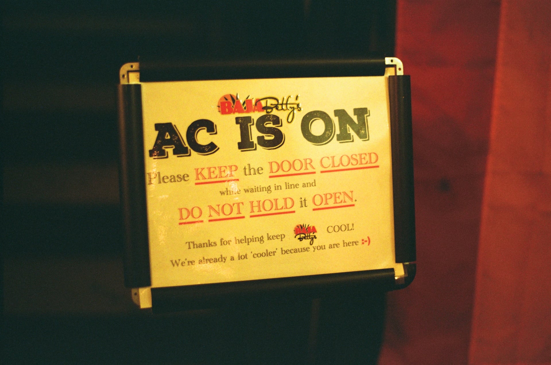 Sign at Baja Betty's in the Hillcrest neighborhood of San Diego.