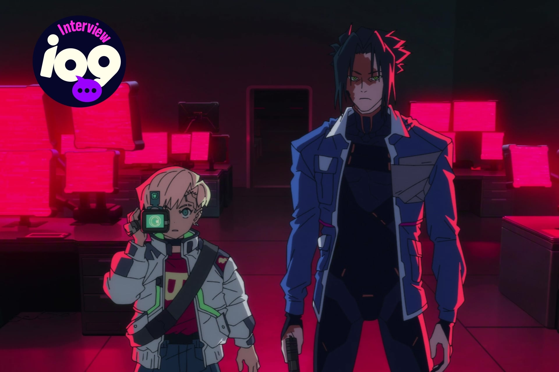 Cyberpunk: Edgerunners 2 still of Roman and D inside a computer room.
