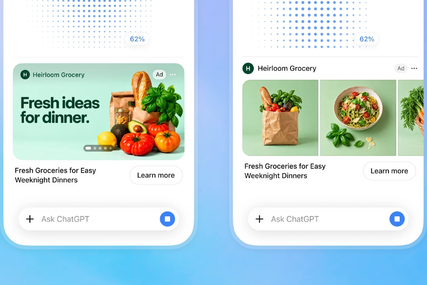 Visual advertisements in ChatGPT