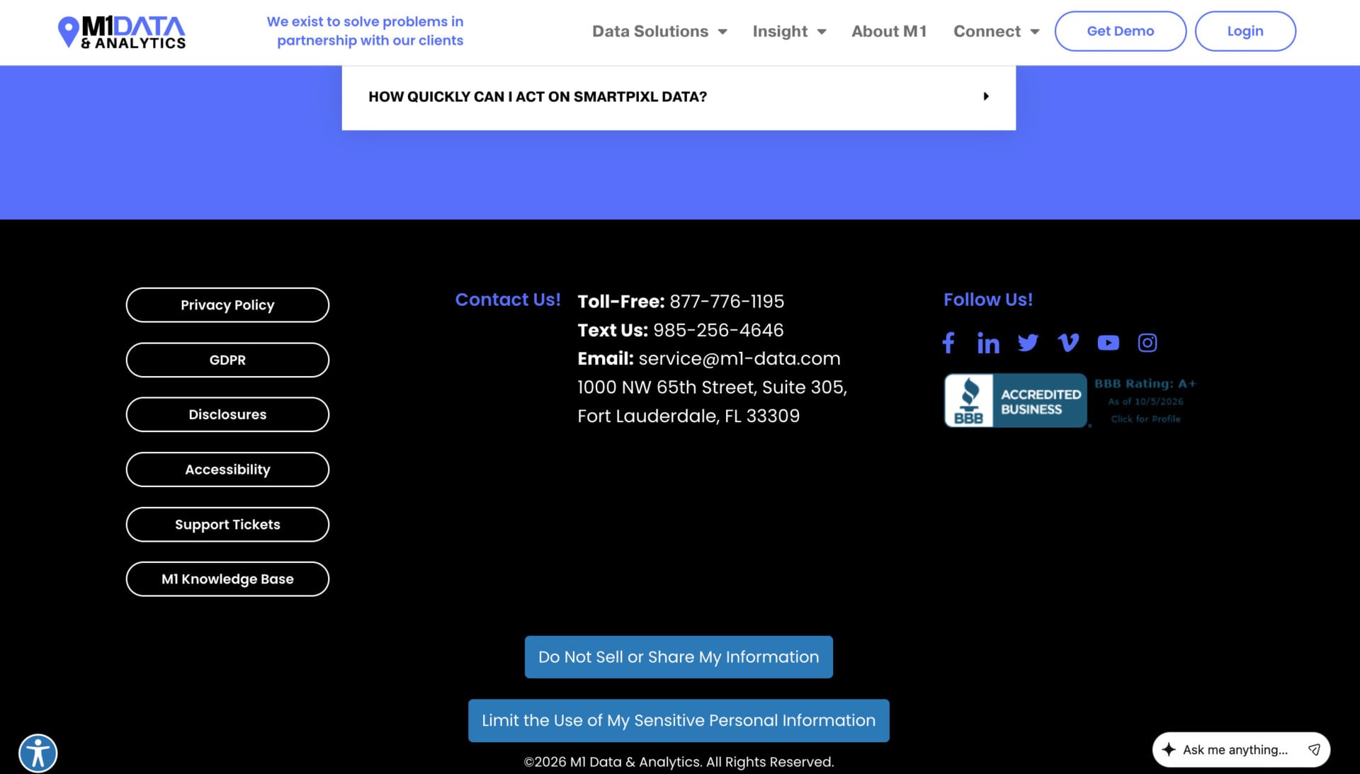 M1 Data and Analytics allows you to control your information