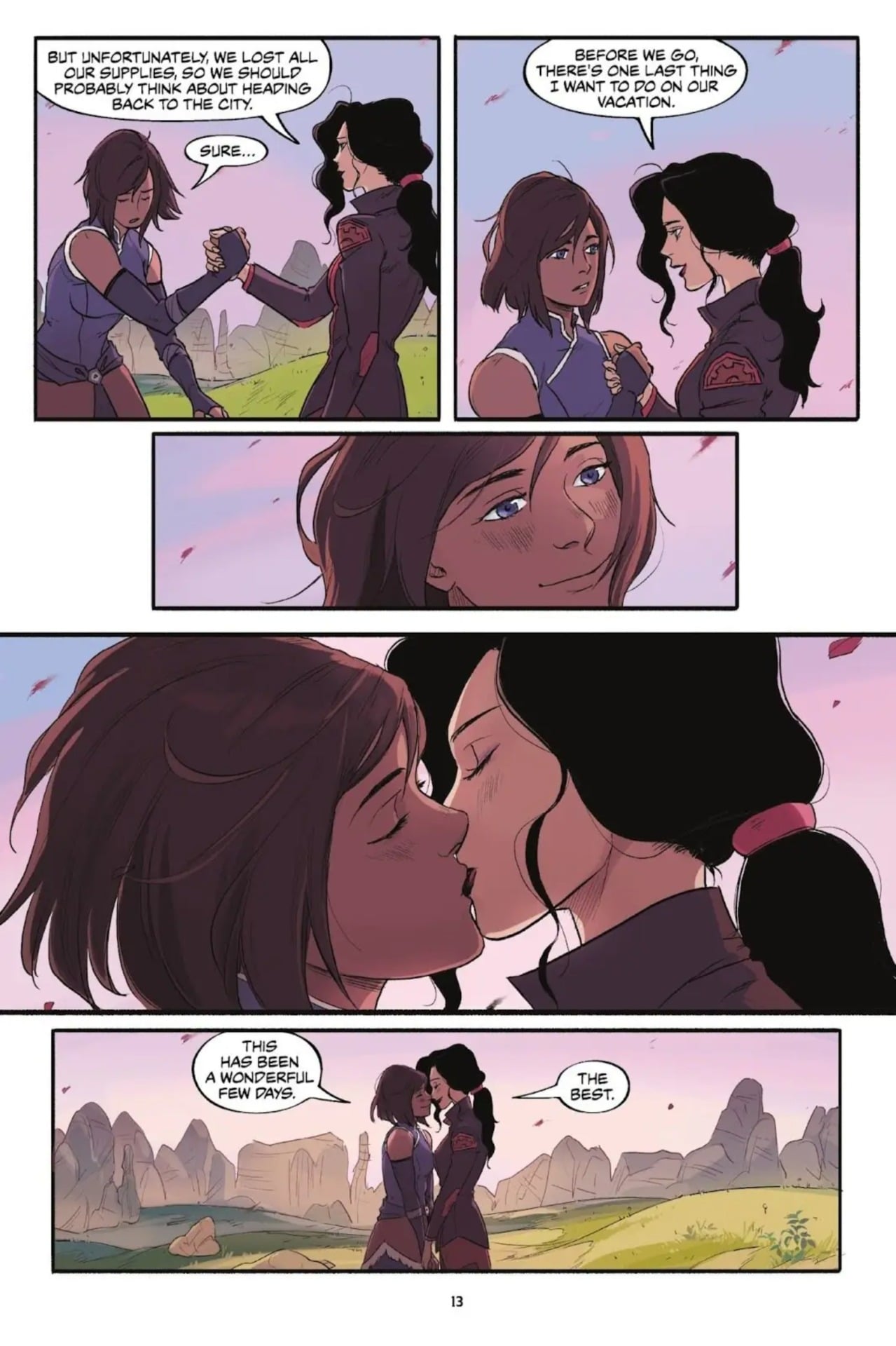 The Legend Of Korra Turf Wars page of Korra and Asami kissing.